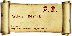 Patkó Márk névjegykártya